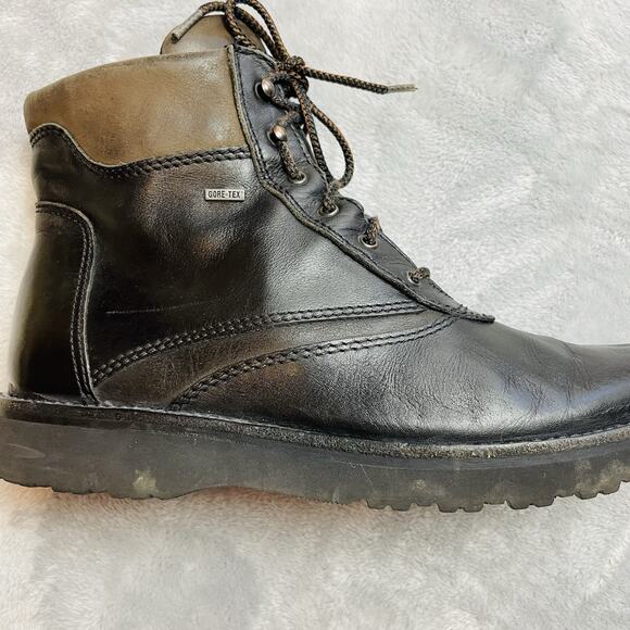 Stonefly Gore-Tex Combat Boots Womens EUR 37 US 6.5 Black Leather Lace Up Hi Top - Picture 5 of 9